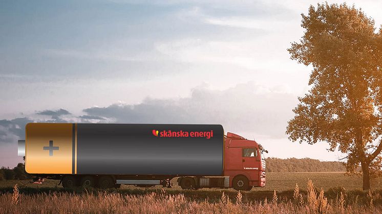 Skånska Energi minskar elbristen i Skåne med sin batterilastbil med norrländsk el.