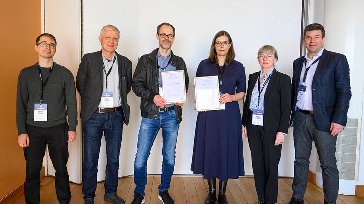 På bilden från vänster: David Lindquist, Per Karlsson, Lars Beckman (för Anna-Karin Wennstig), Maria Helde Frankling, Signe Friesland och Daniel Nyqvist Pfizer.  