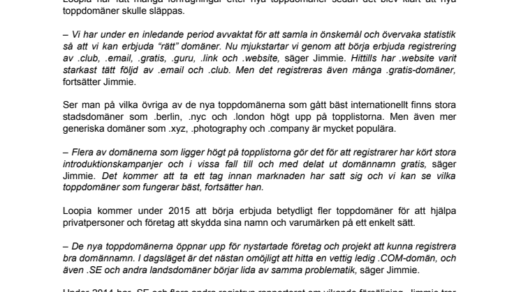 Svensk huggsexa efter nya toppdomäner