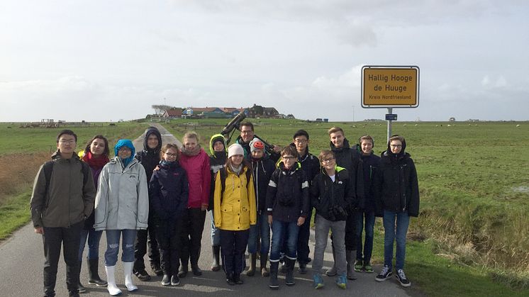 Die Schülerinnen und Schüler der plus-MINT Klasse aus Louisenlund auf Hallig Hooge.