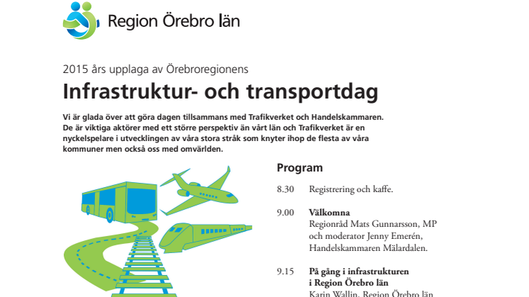 Program för Örebroregionens Infrastruktur- och transportdag 2015
