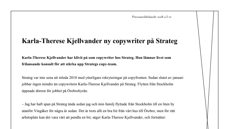  Karla-Therese Kjellvander ny copywriter på Strateg