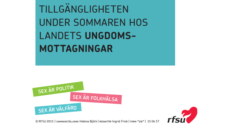 Sverigebarometern 2015 del 1 om ungdomsmottagningarnas öppettider