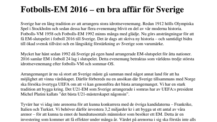 Fotbolls-EM 2016 – en bra affär för Sverige