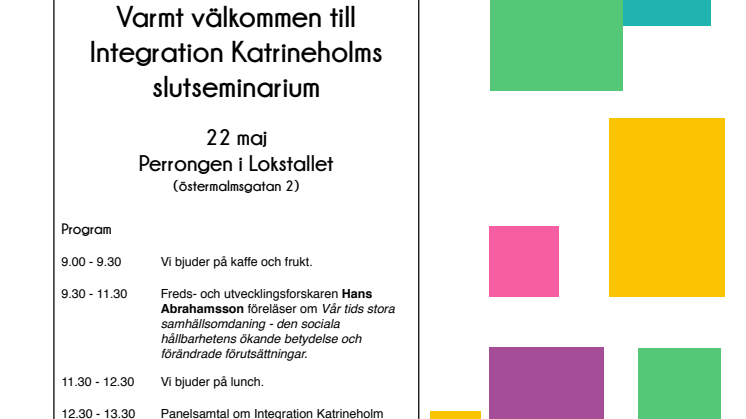 Slutseminarium för ungdomsprojeket "Integration Katrineholm"