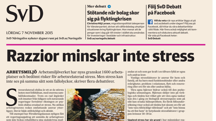 Papilly i Svenska Dagbladet - dags att börja förebygga stress - innan den leder till ohälsa