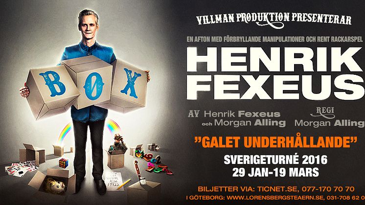 Efter 21 utsålda förställningar på Maximteatern i Stockholm åker Henrik Fexeus äntligen ut på Sverigeturné under våren 2016.