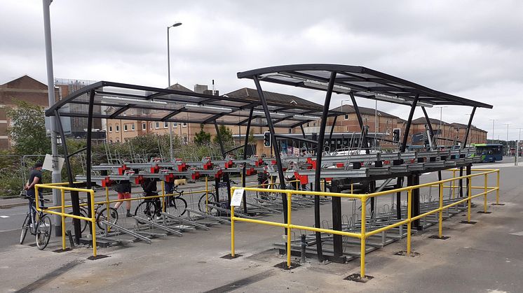 Luton station cycle parking: west side