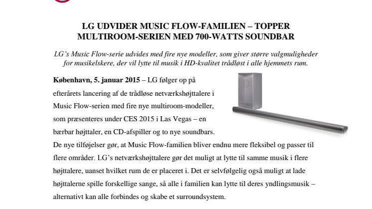 LG UDVIDER MUSIC FLOW-FAMILIEN – TOPPER MULTIROOM-SERIEN MED 700-WATTS SOUNDBAR