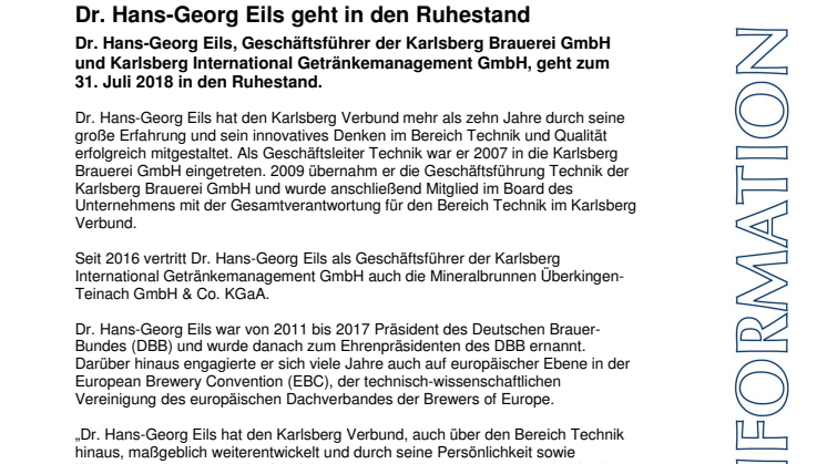 Dr. Hans-Georg Eils geht in den Ruhestand