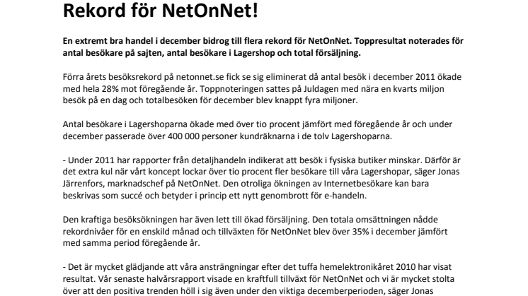 Rekord för NetOnNet!