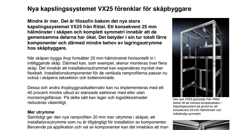 Nya kapslingssystemet VX25 förenklar för skåpbyggare 