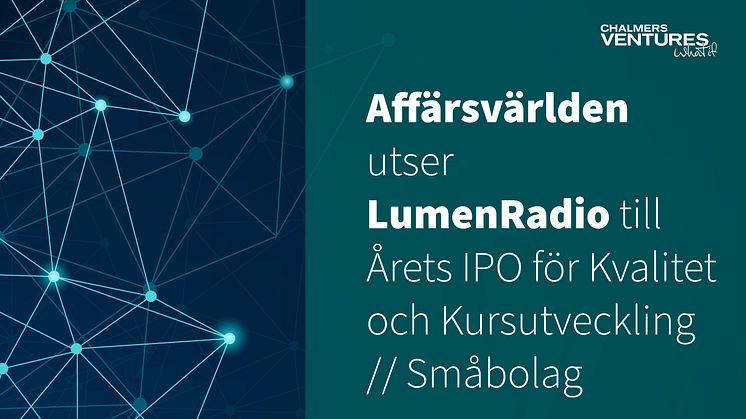 Affärsvärlden utser LumenRadio till ”Årets IPO för Kvalitet och Kursutveckling”