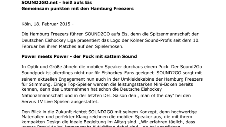 SOUND2GO.net – heiß aufs Eis -  Gemeinsam punkten mit den Hamburg Freezers