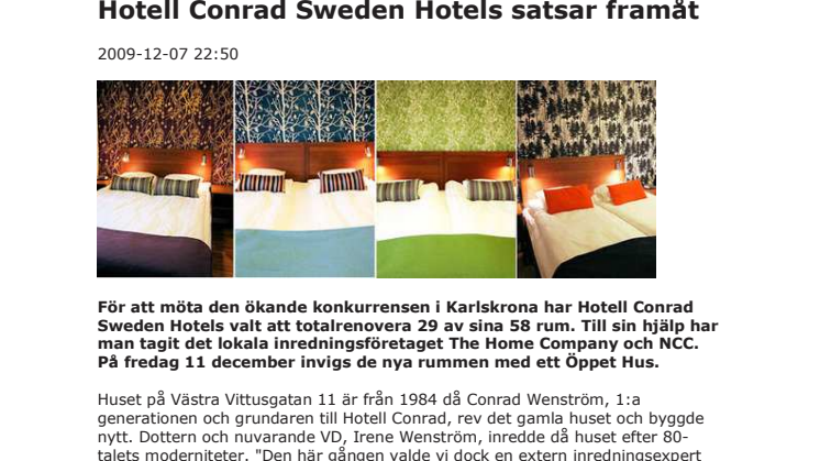 Hotell Conrad Sweden Hotels satsar framåt
