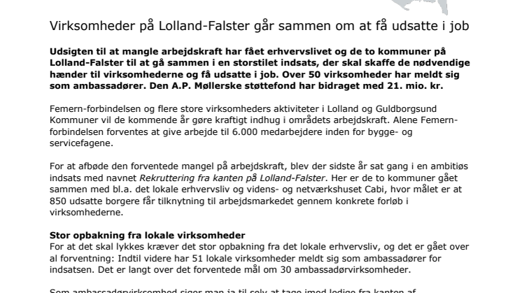 Virksomheder på Lolland-Falster går sammen om at få udsatte i job