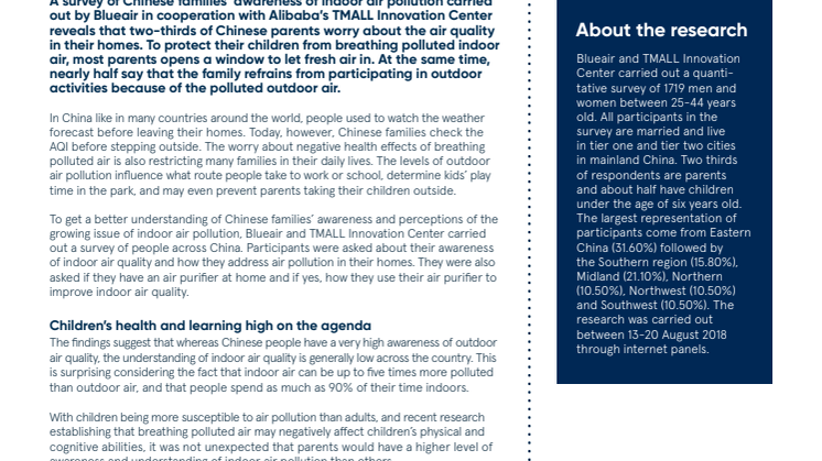 Blueair-TMALL Research on Indoor Air Pollution 