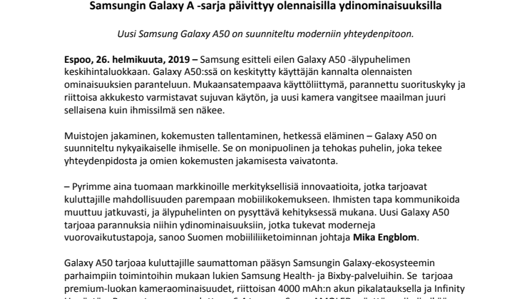 Samsungin Galaxy A -sarja päivittyy olennaisilla ydinominaisuuksilla