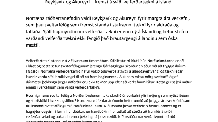 Reykjavík og Akureyri – fremst á sviði velferðartækni á Íslandi