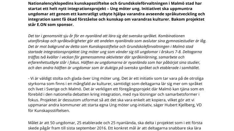 Nationalencyklopedins kunskapsstiftelse och Malmö stad genomför integrationsprojekt