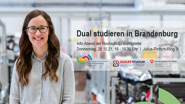 Die Präsenzstelle Fürstenwalde lädt am 28. Oktober 2021 Schülerinnen und Schüler, Studieninteressierte und Eltern zum Infoabend rund um das Thema „Dual studieren in Brandenburg“ ein. (Bild: Präsenzstelle Fürstenwalde)