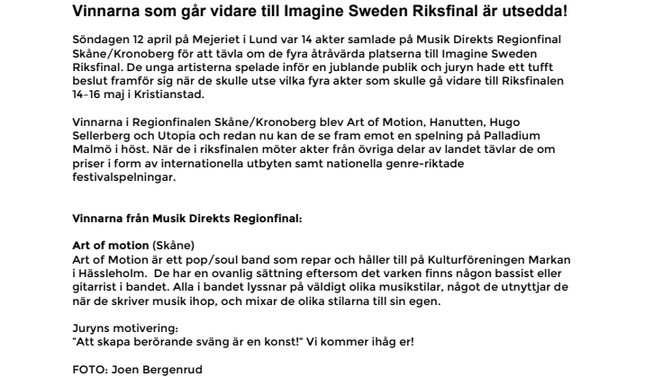 Vinnarna som går vidare till Imagine Sweden Riksfinal är utsedda!