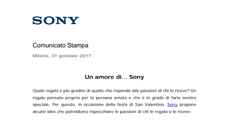 Un amore di… Sony
