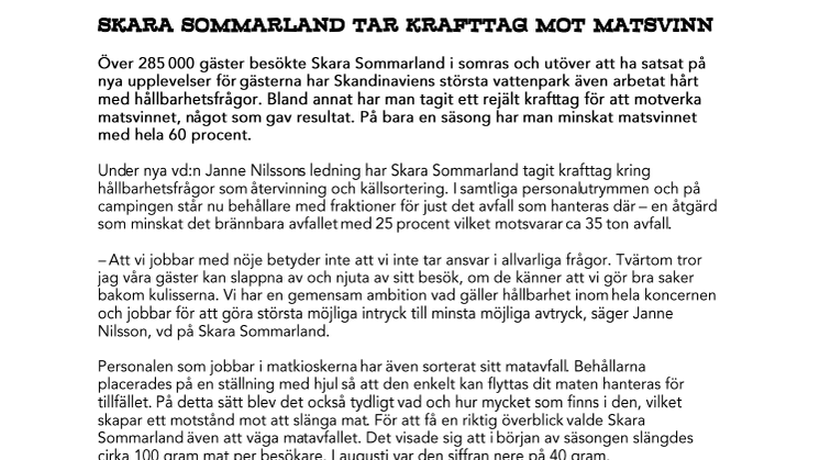 Skara Sommarland tar krafttag mot matsvinn