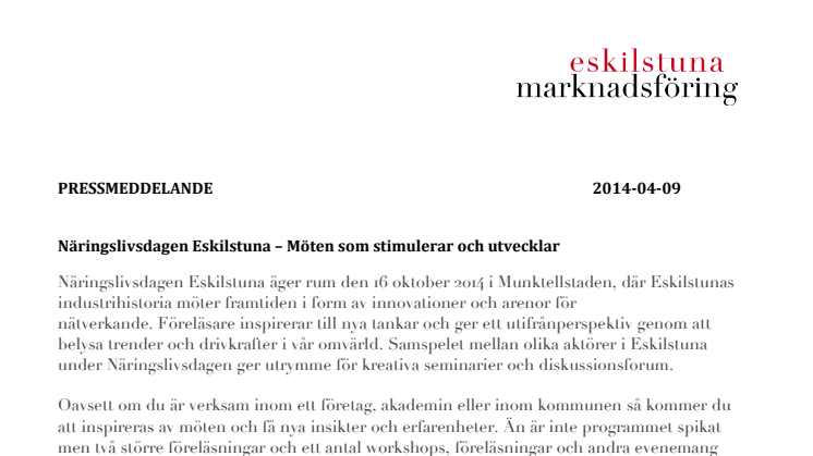 Näringslivsdagen Eskilstuna - möten som stimulerar och utvecklar