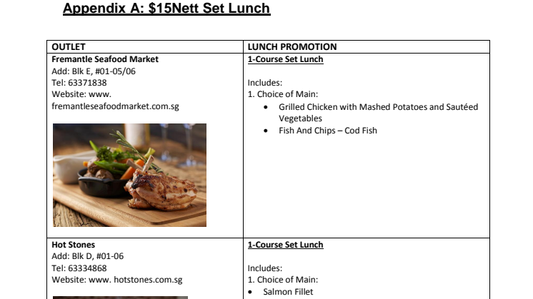 Annex A: $15 Nett Set Lunch