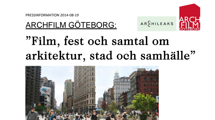 ARCHFILM GÖTEBORG ”Film, fest och samtal om arkitektur, stad och samhälle” 