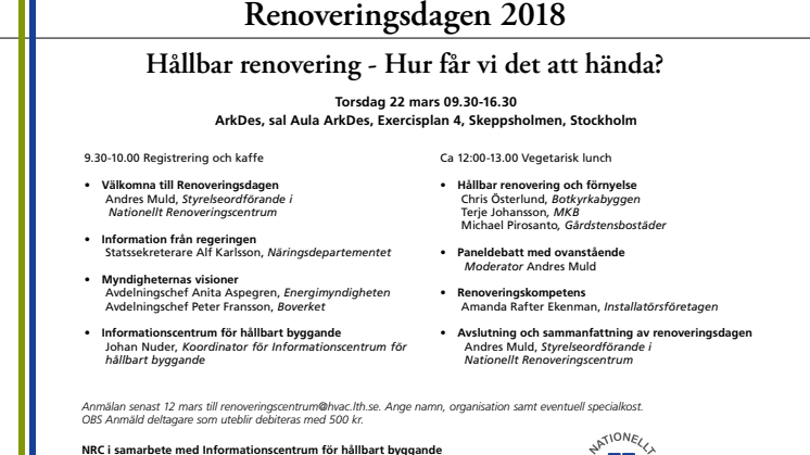 Program Renoveringsdagen 2018