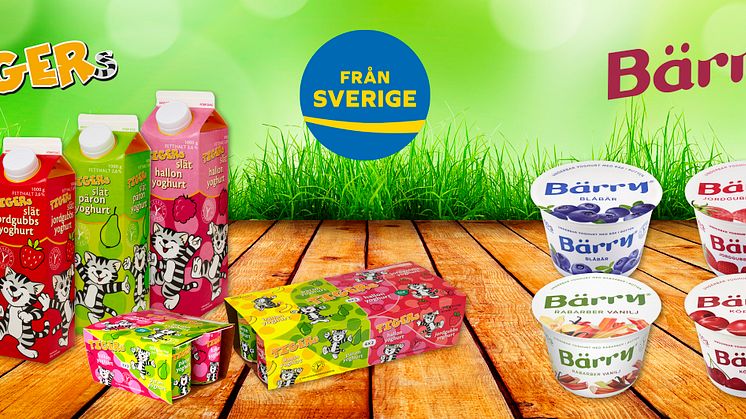 O. Kavli märker yoghurtklassikerna Tigers® och Bärry® med ”Från Sverige.”