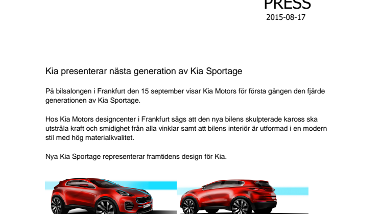 Kia presenterar nästa generation av Kia Sportage