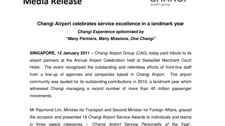 Changi Airport celebrates service excellence in a landmark year