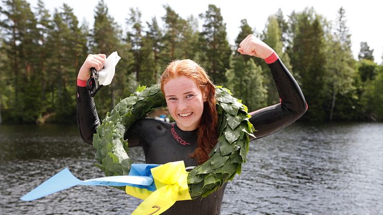 15-åriga Astrid Gustavsson från Umeå Simsällskap tog hem damsegern i Vansbro 10K. Foto: Mickan Palmqvist