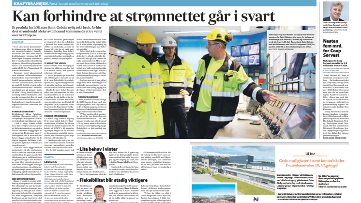 Presseklipp fra Fædrelandsvennen 30.03.2015 - Kan forhindre at strømnettet går i svart