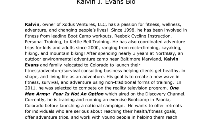 Xodus Adventures is promoting a powerful program, an innovative course aimed at the food market.