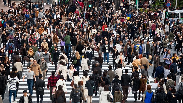 A busy city centre in Tokyo