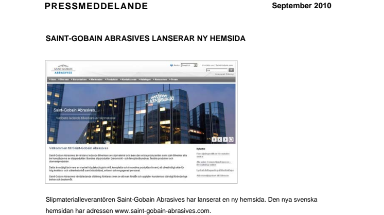 Saint-Gobain Abrasives lanserar ny hemsida