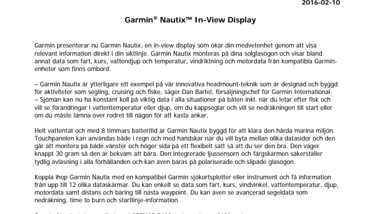 Garmin® Nautix™ In-View Display