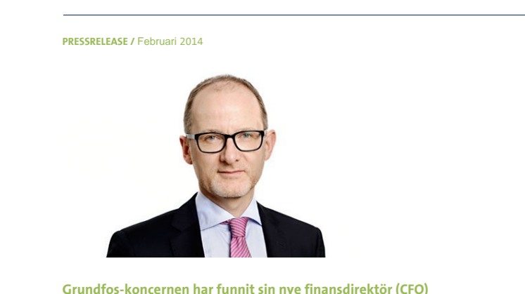 Grundfos-koncernen har funnit sin nye finansdirektör (CFO)