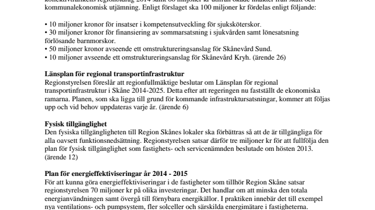 Pressinformation från regionstyrelsens sammanträde 5 juni 2014