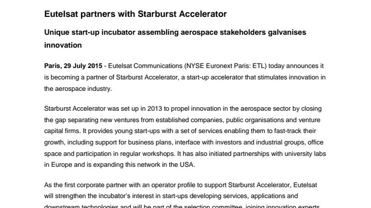 Eutelsat partners with Starburst Accelerator