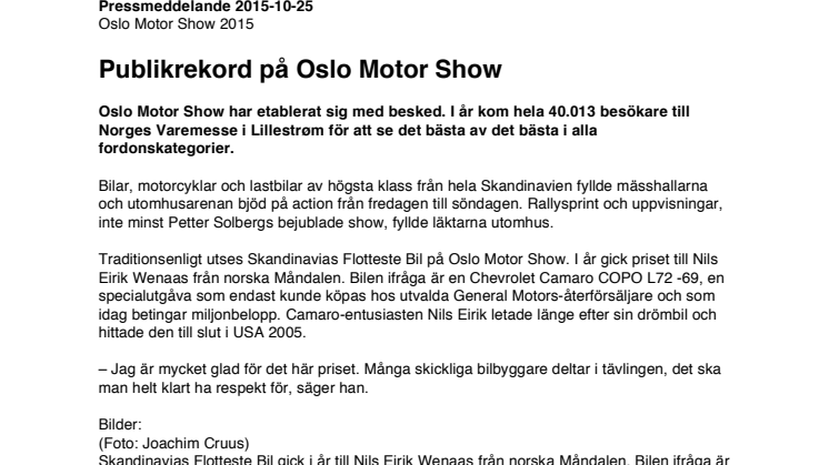 Publikrekord på Oslo Motor Show