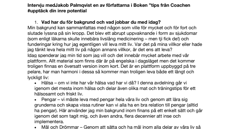 Möt Jakob Palmqvist en av författarna i boken - Tips från Coachen 