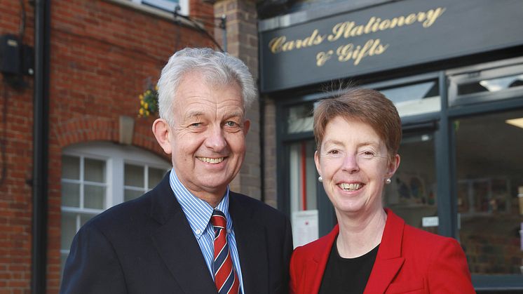 Post Office Group Chief Executive Paula Vennells with Postmaster Neil MacCormack