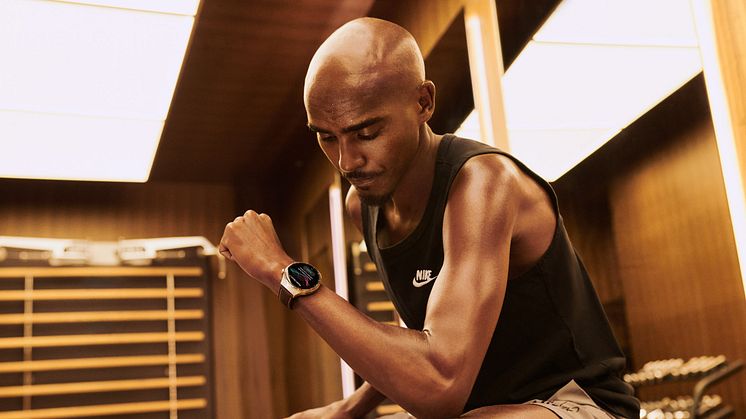 Sir Mo Farah, the most successful male track distance runner in history, wearing Huawei Watch 4 Pro