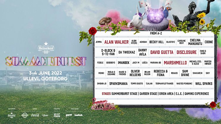 SUMMERBURST FÖRST UT NÄR FESTIVALSOMMAREN ÅTERVÄNDER – ALAN WALKER, MARSHMELLO & DISCLOSURE KLARA