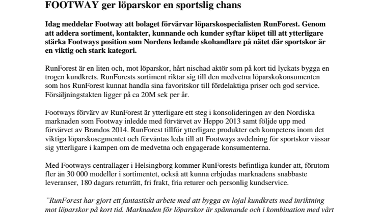 FOOTWAY ger löparskor en sportslig chans